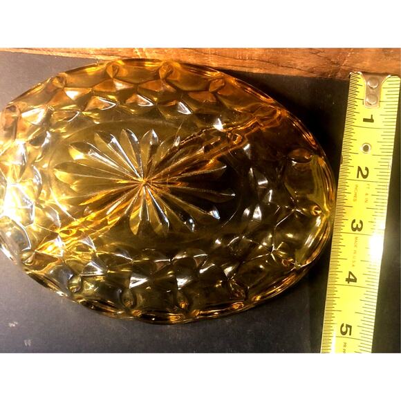 Amber Glass Anchor Hocking Fairfield Divided Oval Relish Dish Candy Nut Bowl - Picture 3 of 10
